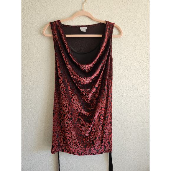 Motherhood Maternity Velvet Floral Scoop Neck Mid Length Dress- M - Picture 3 of 7